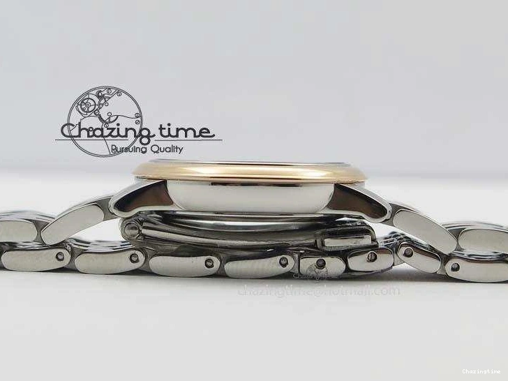 0426 De Ville 27mm SS RG Ladies MK 1:1 Best Edition White MOP Dial Diamond Markers On SS Bracelet Ronda Quartz Chic 8198